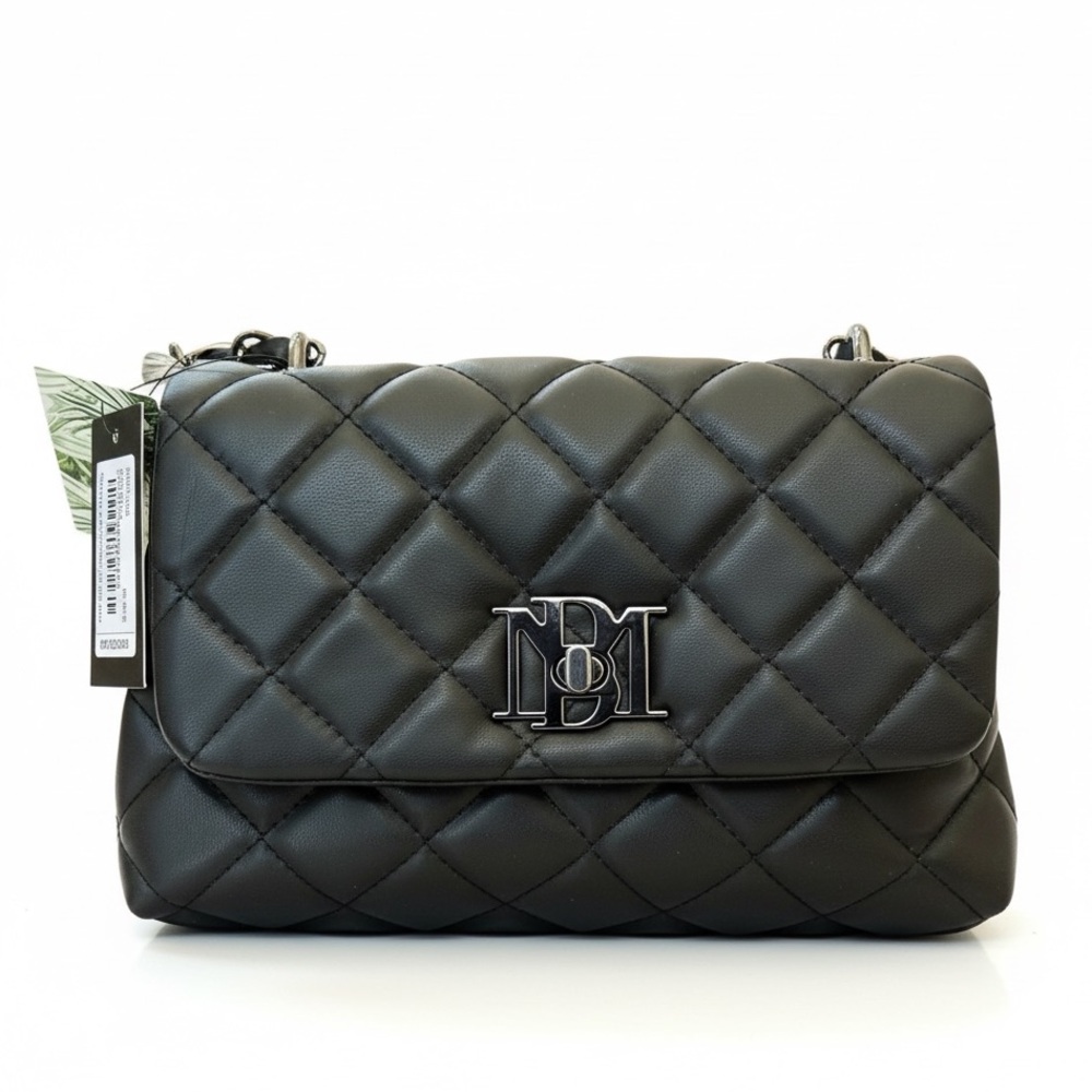 Badgley Mischka Black Quilted Crossbody Bag with Gunmetal Hardware. NWT